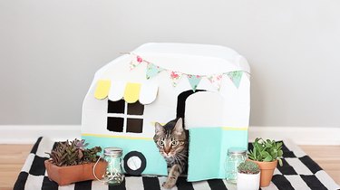 Create a Charming Vintage Cat Camper from Cardboard Boxes – Step-by-Step DIY Guide
