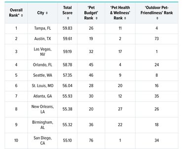 2020’s Best and Worst Cities for Pet Owners