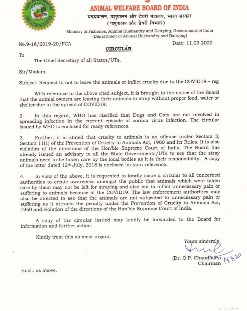 Animal Welfare Board of India: COVID‑19 Guidelines for Pet Owners