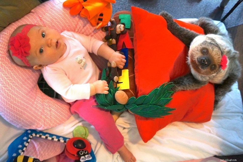 Heartwarming Bond: 5-Month-Old Baby and Baby Sloth Become Best Friends