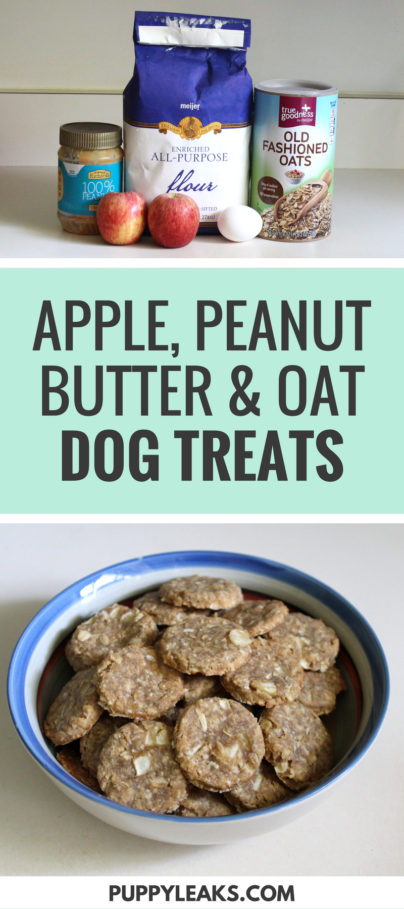 Snel en gemakkelijk Apple, Peanut Butter &Haver Hondensnoepjes