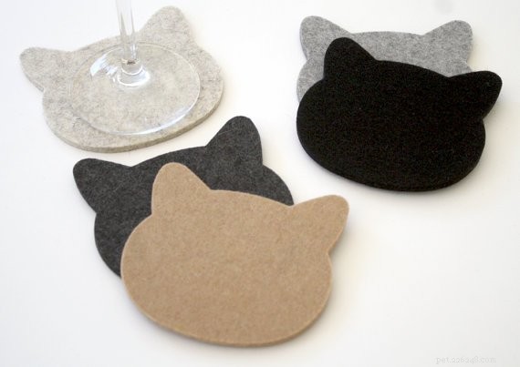 Porta-copos, mousepads e utensílios domésticos para gatos da feltplanet no Etsy