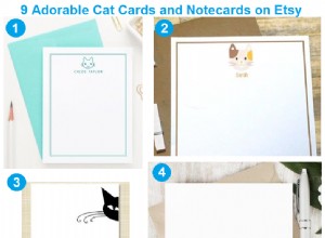 Etsyの愛らしい猫カードとノートカード9枚 