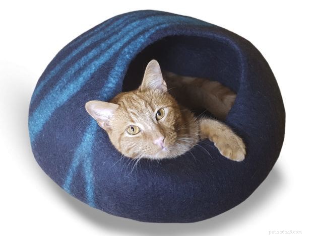 Meowfia 고양이 동굴:스타일이 있는 펠트 양모 고양이 침대