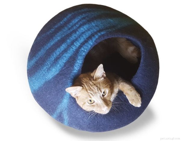 Meowfia 고양이 동굴:스타일이 있는 펠트 양모 고양이 침대