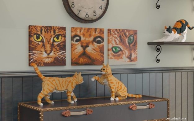 Esculturas de gatos de Legos