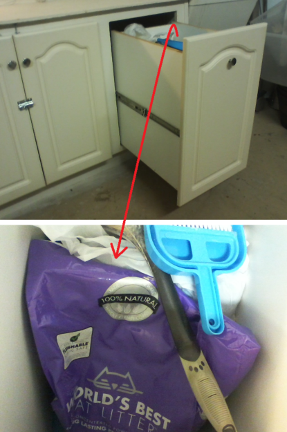 Enclos de bac à litière fait maison :la manière créative d un lecteur de cacher les bacs à litière de son chat
