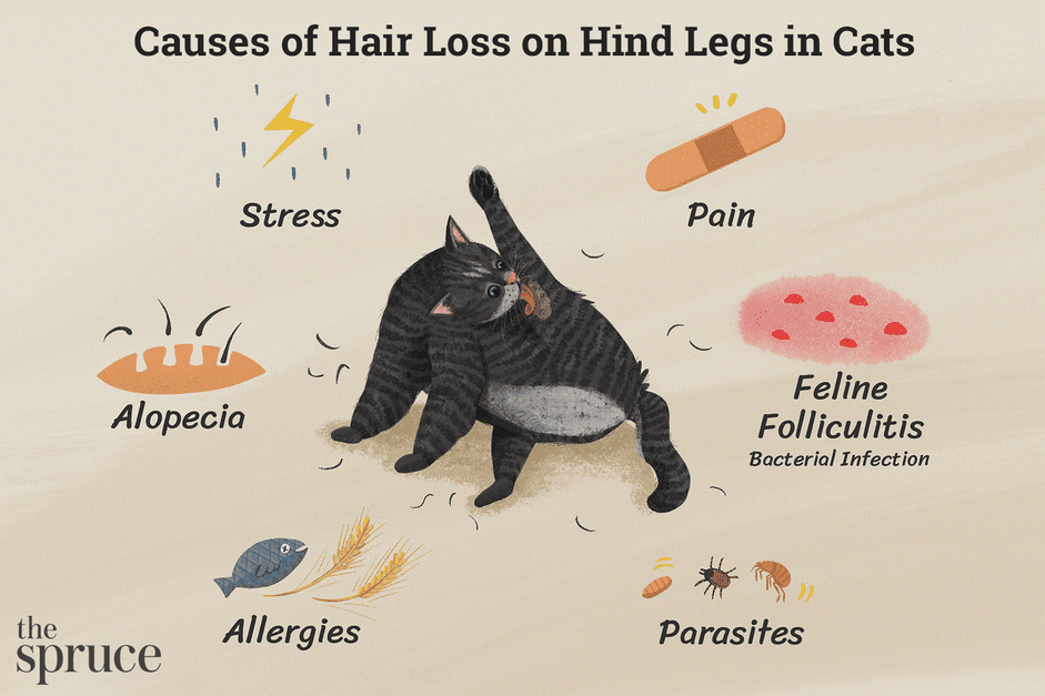 Perte de poils sur les pattes postérieures chez les chats
