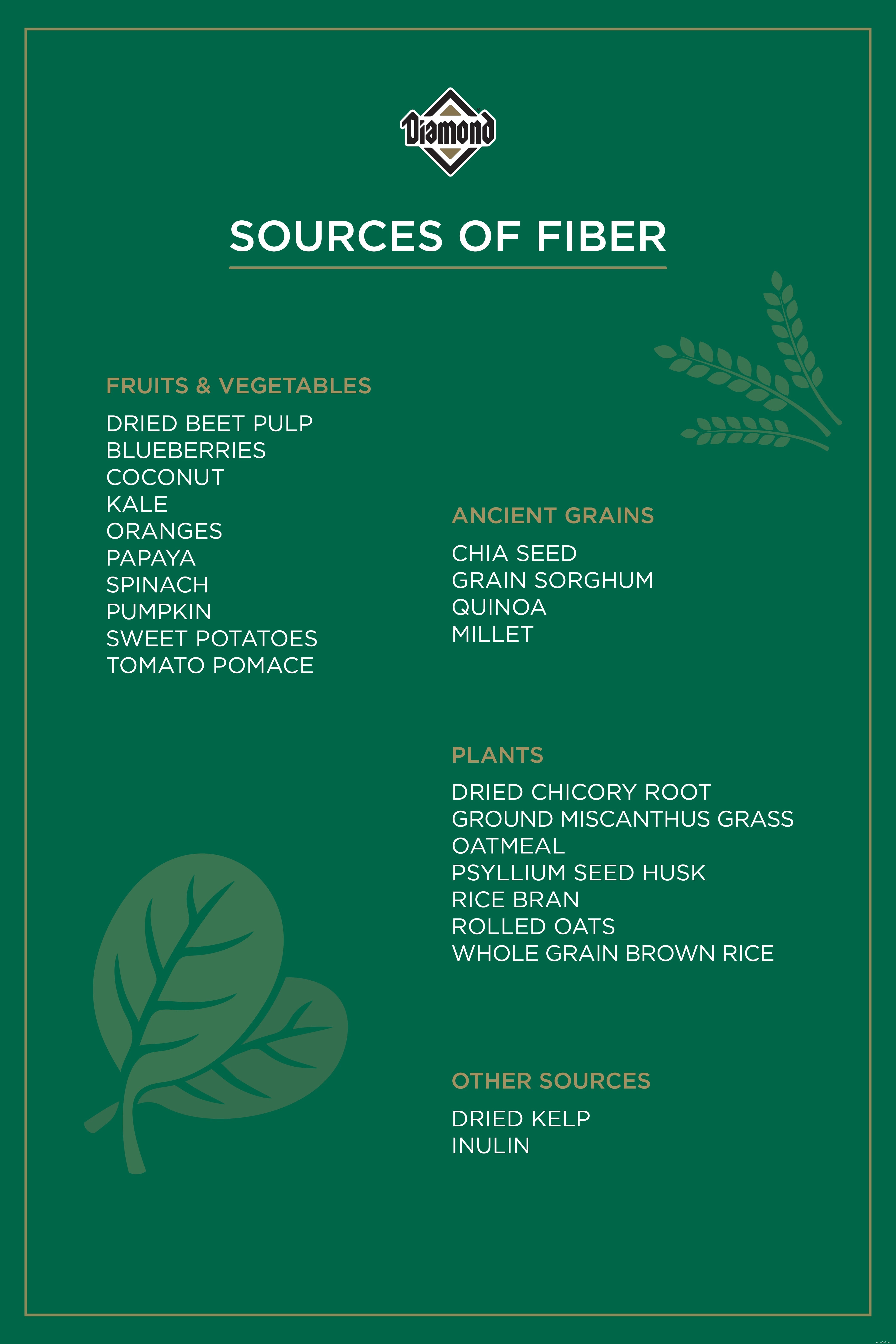 Benefícios de bônus dos ingredientes de ração para animais de estimação:fibra