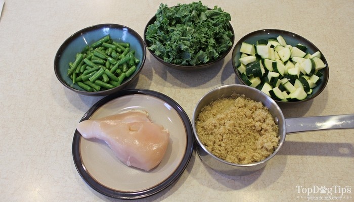 Ricetta:pollo e verdure in padella cibo per cani fatto in casa