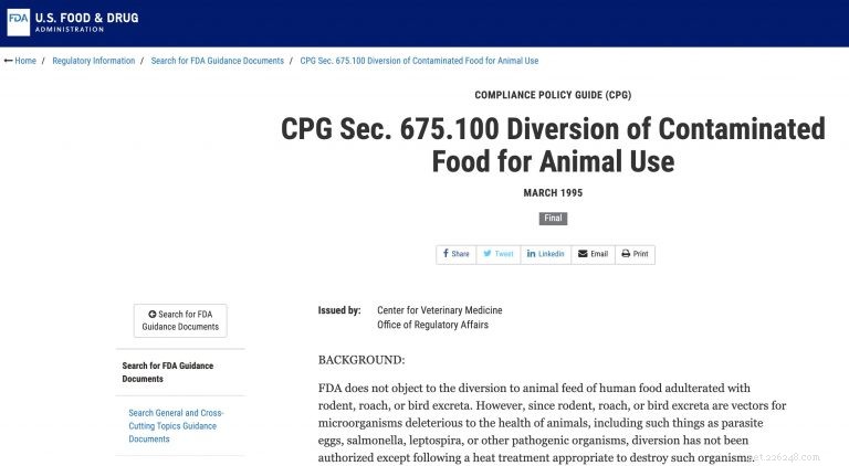 Spiegazione delle norme sugli alimenti per animali domestici