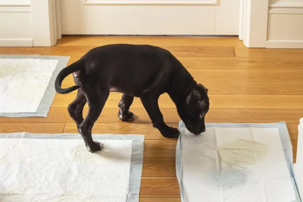 Come addestrare il tuo cucciolo al vasino per usare un assorbente usa e getta