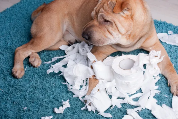 Mon chien mange du papier toilette