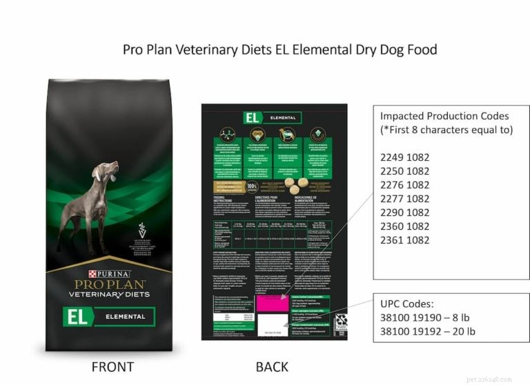 Nestlé Purina roept vrijwillig Pro Plan Veterinary Diets EL droog hondenvoer terug vanwege verhoogde vitamine D-niveaus 